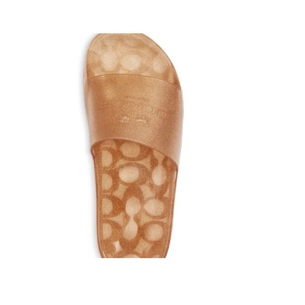 COACH C3068 CHAMPAGNE WOMEN'S ULYSSA SLIDE SANDALS Glitter